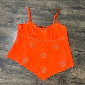 Asymmetrical Orange Tank Top Womens 10